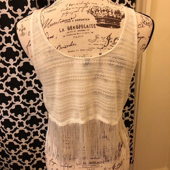 Festival White Cropped Crochet Fringe Tank by H&M - Picture 3 of 5